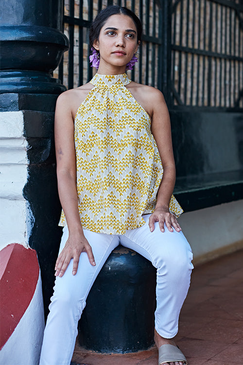 Okhai Buttercup Pure Cotton Halter Neck Top Online