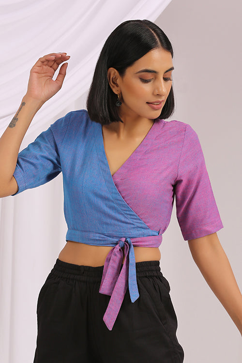 Okhai 'Sunset Love' Jamdani Handwoven Wrap Top