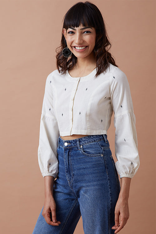 Okhai 'Gracious' Hand Woven Jamdani Crop Top