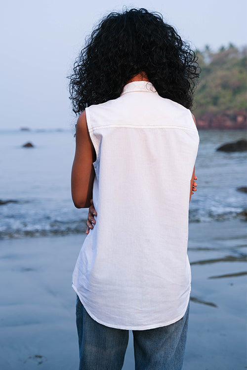 Okhai 'Morning Snow' Hand Embroidery Work Shirt