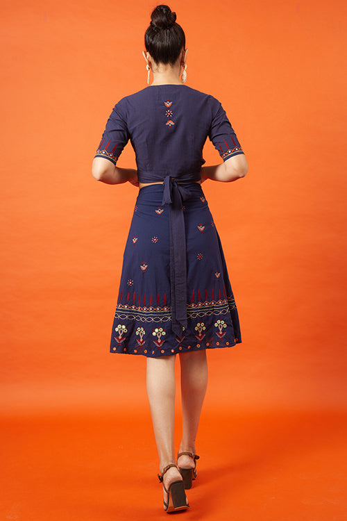 Okhai 'Pasha' Kutch Embroidered Pure Cotton Wrap blouse
