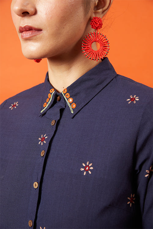 Okhai 'Noble Woman' Kutch Embroidered Pure Cotton Shirt