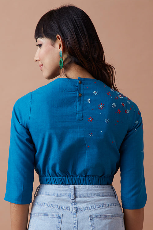 Okhai 'Mariana' Hand Embroidered Pure Crop Top