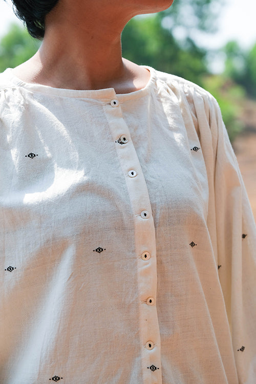 Okhai 'River Sky' Pure Cotton Handwoven Dobby Shirt