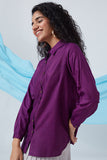 Okhai 'Plum Love' Silk Blend Full Sleeves Shirt