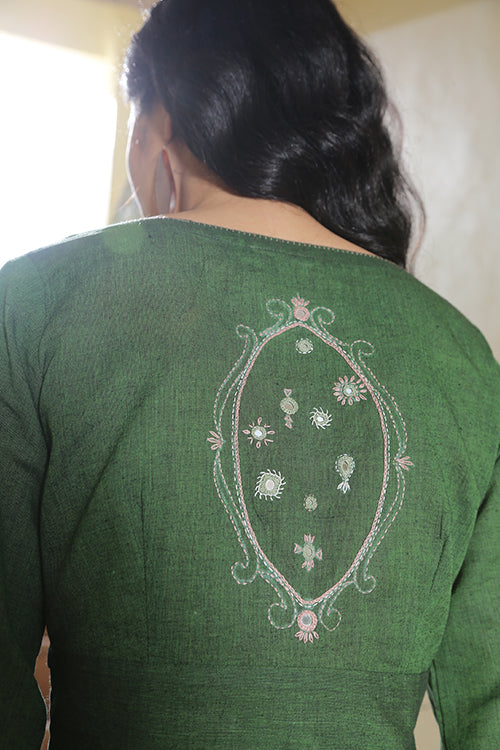 Okhai 'Blithsome' Hand Embroidered Mirror Work Cotton Short Top