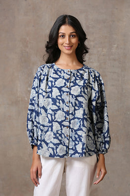 Okhai 'Ripple' Pure Cotton Hand Block Print Shirt