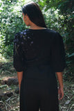 Okhai 'Black Heather' Pure Cotton Hand Embroidered Mirror Work Wrap Top