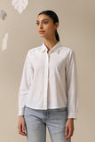 Okhai 'White Harmony' Pure Cotton Applique Work Hand Embroidered Mirror Work Shirt