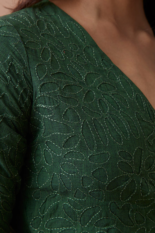 Okhai 'Innate' Pure Cotton Applique Work Hand Embroidered Wrap Top