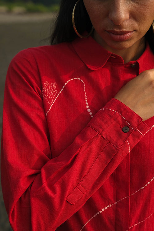 Okhai 'Briny Deep' Pure Cotton Hand Embroidered Shirt