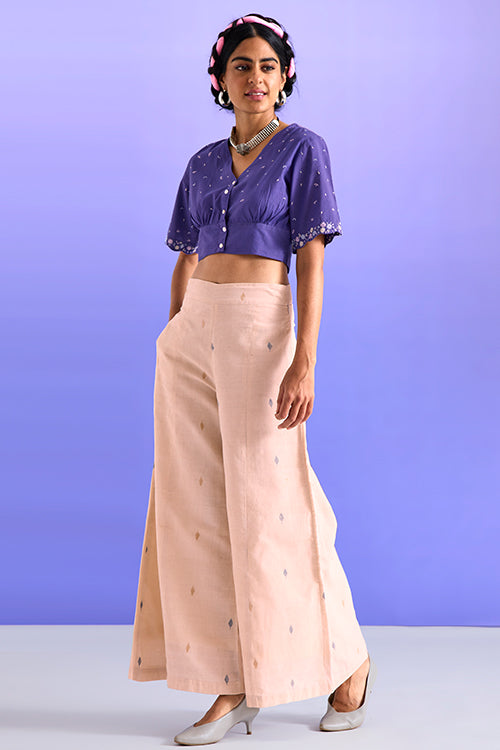 Graceful Hand Embroidered Pure Cotton Purple Top For Women Online