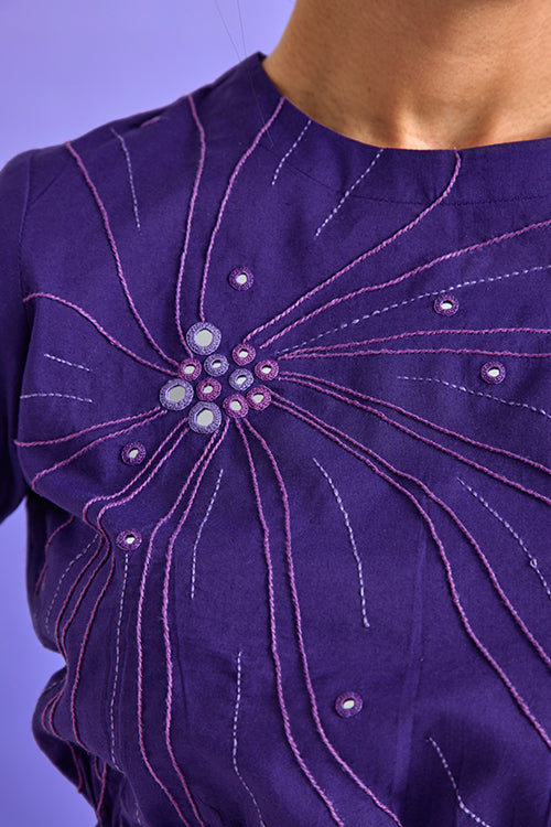 Okhai 'Empowered' Pure Cotton Hand Embroidered Mirror Work Top