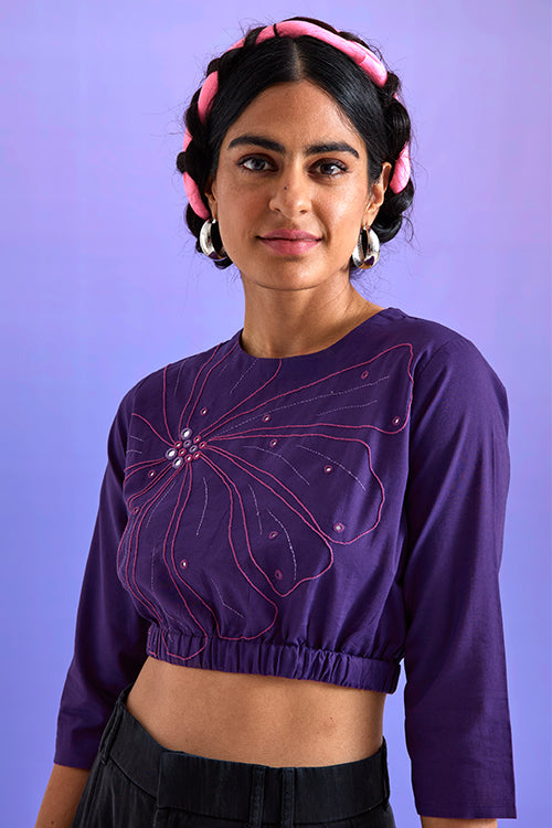 Okhai 'Empowered' Pure Cotton Hand Embroidered Mirror Work Top