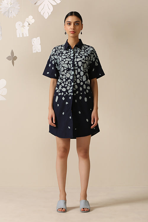 Okhai 'Stone Walk' Pure Cotton Applique Work Shirt Dress