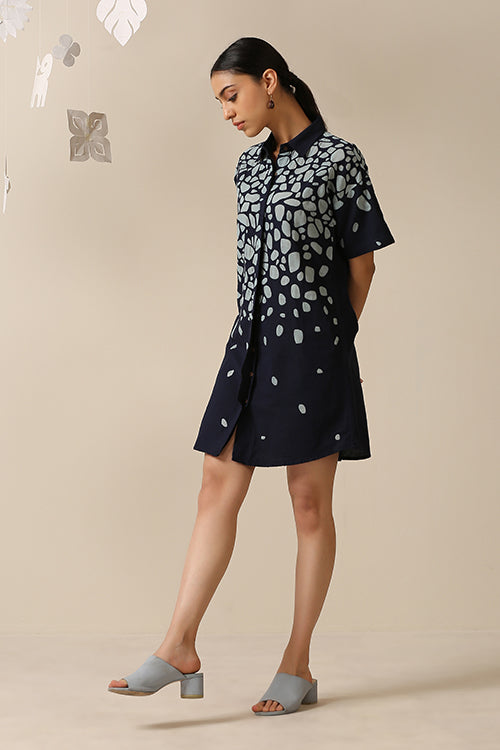 Okhai 'Stone Walk' Pure Cotton Applique Work Shirt Dress