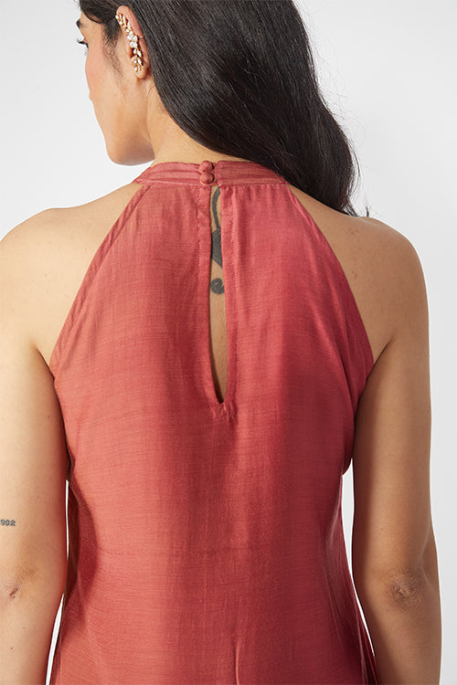 Okhai 'Rosa' Muslin Silk High Neck Sleeveless Dress