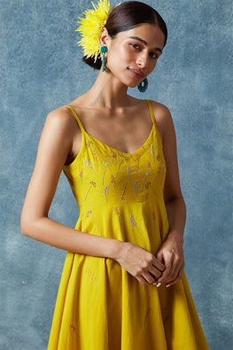 Okhai 'Summer Dance' Hand Embroidered Pure Cotton Dress