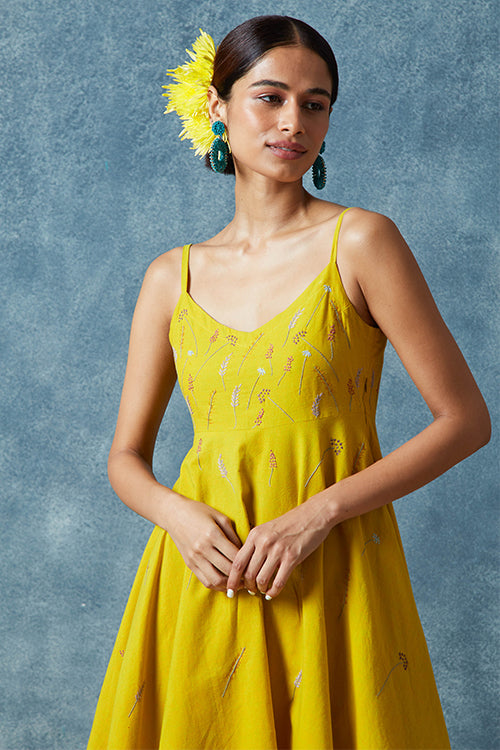 Okhai 'Summer Dance' Hand Embroidered Pure Cotton Dress