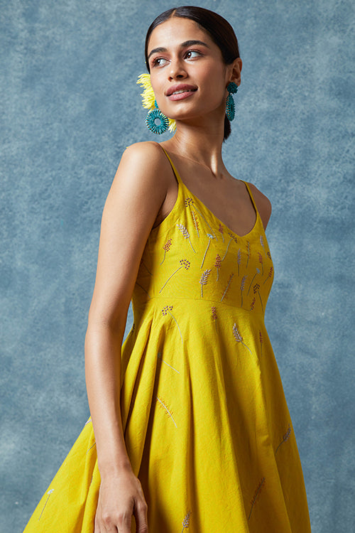 Okhai 'Summer Dance' Hand Embroidered Pure Cotton Dress