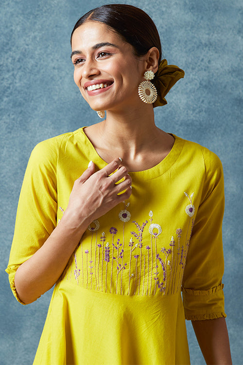 Okhai 'Amber' Hand Embroidered Pure Cotton Dress