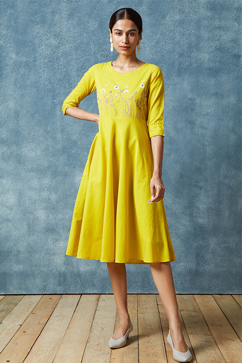 Okhai 'Amber' Hand Embroidered Pure Cotton Dress