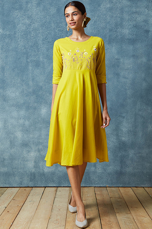 Okhai 'Amber' Hand Embroidered Pure Cotton Dress