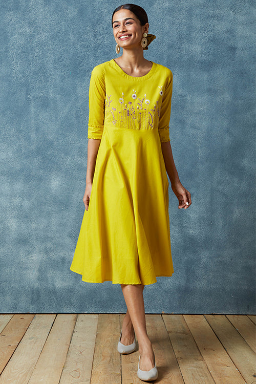 Okhai 'Amber' Hand Embroidered Pure Cotton Dress