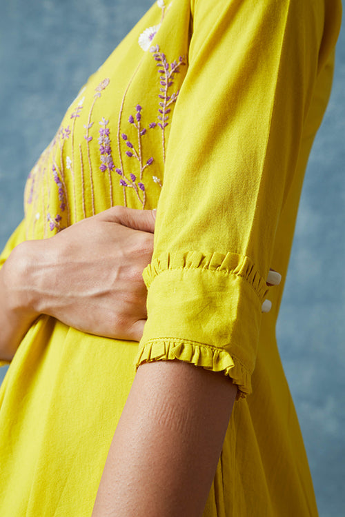 Okhai 'Amber' Hand Embroidered Pure Cotton Dress