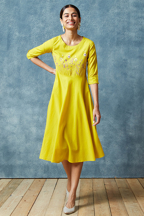 Okhai 'Amber' Hand Embroidered Pure Cotton Dress