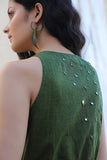Okhai 'Dandelions' Pure Cotton Hand Embroidered Mirror Work Dress