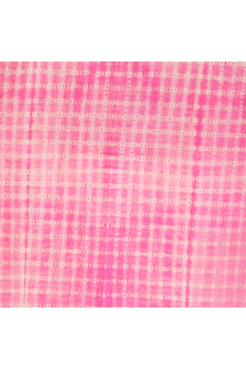 Pink Checks-Lines Shibori Cotton Long Kurta