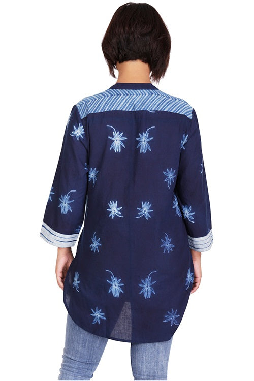 Indigo Lotus Shibori Cotton Tunic