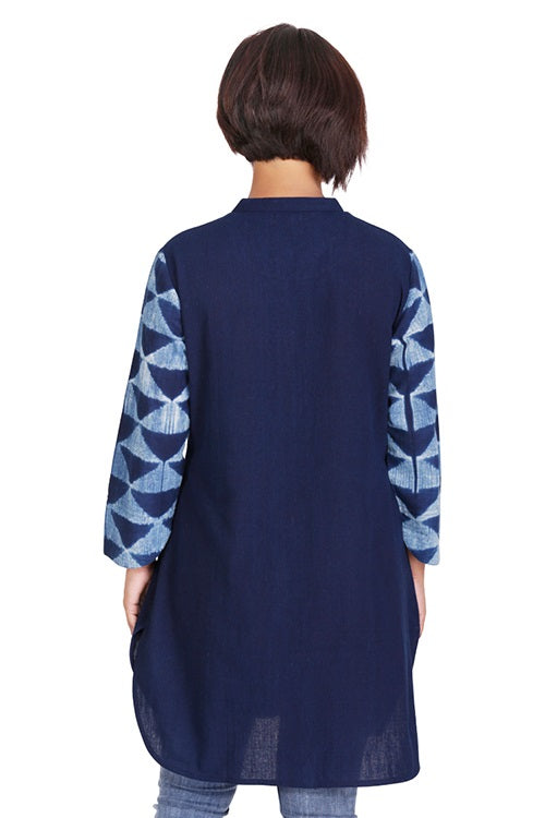 Indigo Triangle Shibori Cotton Tunic