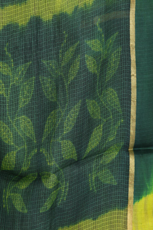 Mura Shibori Handcrafted Classic Verdant Green Silk Kota Dupatta