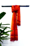 Mura Shibori Handcrafted Orange Maroon Zig Zag Silk Kota Stole