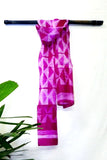 Mura Shibori Handcrafted Pink White Tirangle Silk Kota Stole