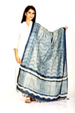 Maheshwari Shibori Handcrafted Indigo Tassar Silk Dupatta