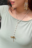 Mayabazaar "Statement" Handknotted Dragon Fly Pearl Necklace