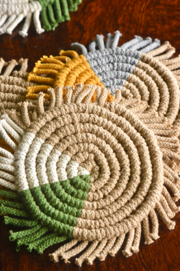 Indian Yards ‘Double Slice’ Macrame Cotton Set Of 4 Coasters