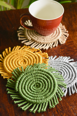 Indian Yards ‘Solid’ Macrame Cotton Set Of 4 Coasters