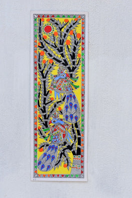 Madhubani Paints 'Orange Tree' Madhubani Handpainted Handmade Paper Wall Hanging