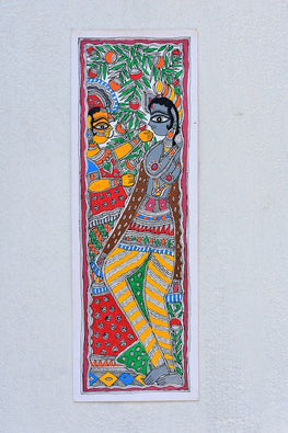 Madhubani Paints 'Radha krishna' Madhubani Handpainted Handmade Paper Wall Hanging