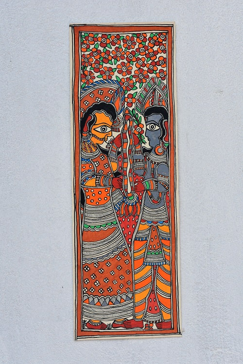 Madhubani Paints 'Varnmala' Madhubani Handpainted Handmade Paper Wall Hanging