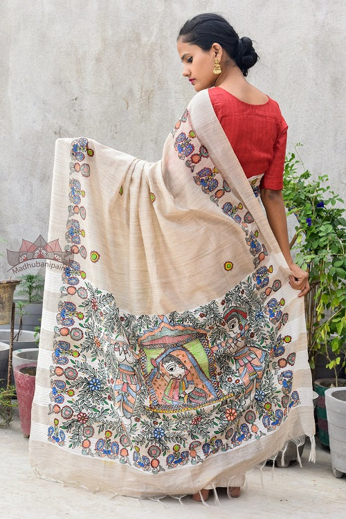 Vidaa Doli Madhubani Painting Saree