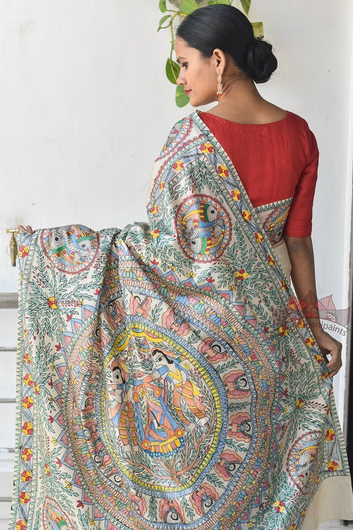 Doli Tussar Silk Madhubani painting Saree