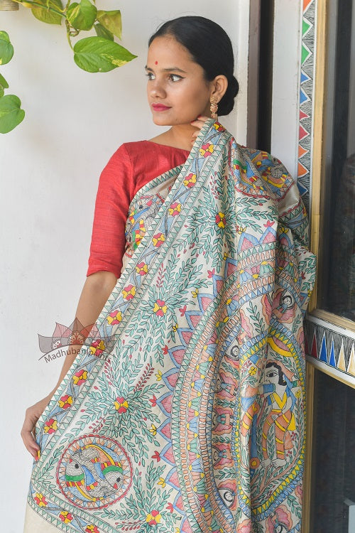 Doli Tussar Silk Madhubani painting Saree