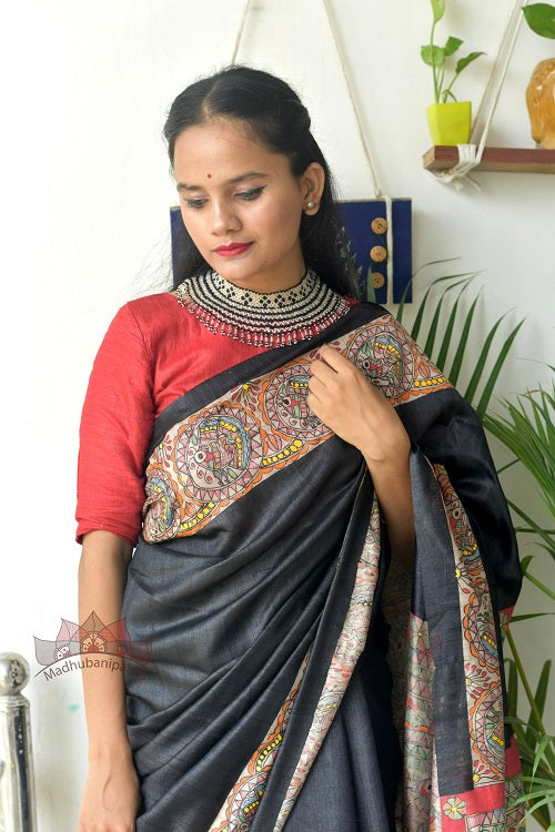 Madhubani Paints Prakriti Janani Madhubani Handpainted Saree