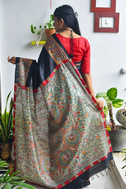 Madhubani Paints Prakriti Janani Madhubani Handpainted Saree