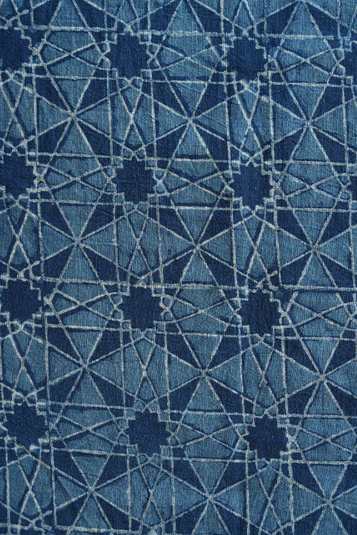 MORALFIBRE 100% Cotton Handspun Handwoven 'Natural Indigo Neo' Print Fabric(0.5 Meter)